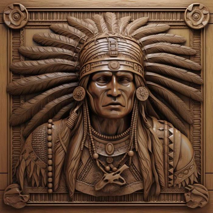 Characters (american indian 1, HERO_629) 3D models for cnc